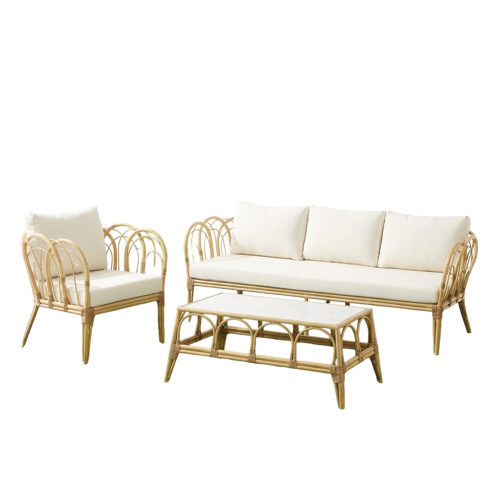SET SOFÁ 3-P+2 SILLONES+ MESANATURAL C/COJÍN +91991