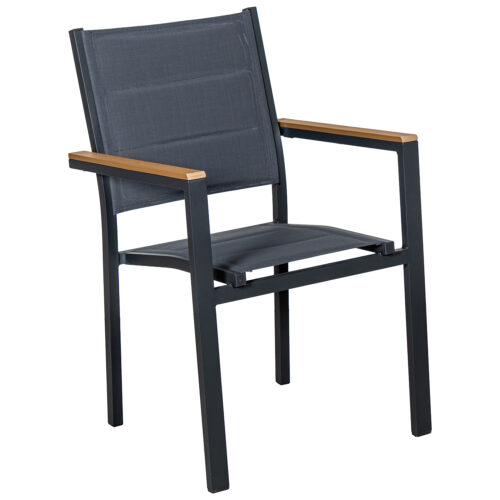 SILLA ACOLCHADA ALUMINIO TEXTIO TEXTILENO GRIS ACABADO MADER