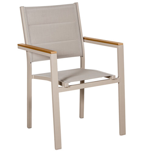 SILLA ACOLCHADA ALUMINIO TEXTILENO ANTRACITA ACABADO MADERA