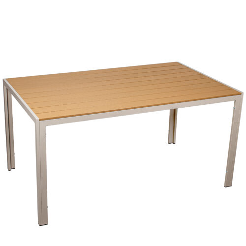 MESA ALUMINIO CREMA ACABADO MAADERA