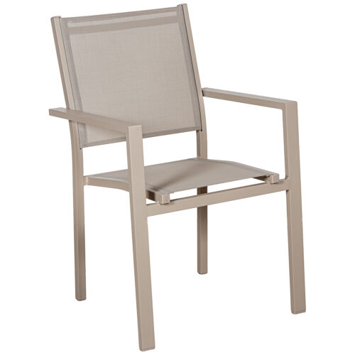 SILLA ALUMINIO TEXTILENO CREMACITA APILABLE