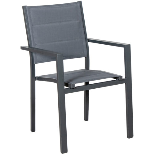 SILLA ACOLCHADA ALUMINIO TEXTIO TEXTILENO GRIS APILABLE