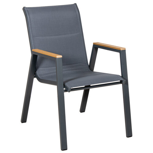 SILLA ACOLCHADA ALUMINIO TEXTIO TEXTILENO GRIS ACABADO MADER