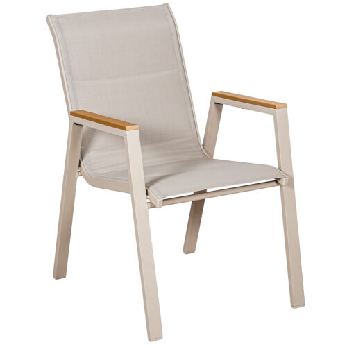 SILLA ACOLCHADA ALUMINIO TEXTILENO ANTRACITA ACABADO MADERA