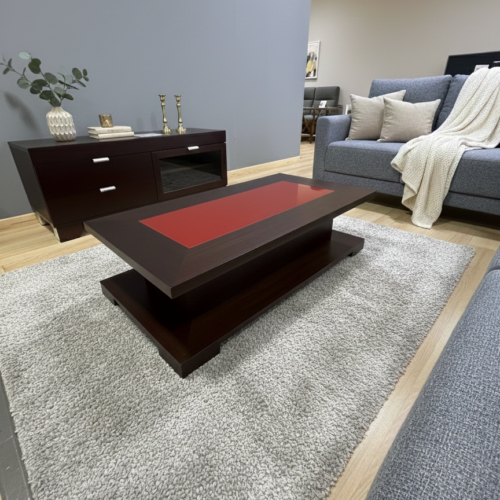 Mesa centro cristal rojo