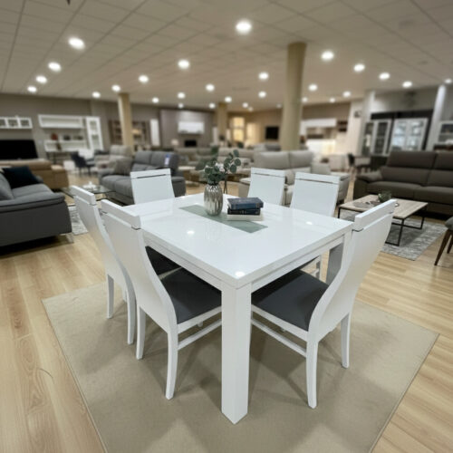 Mesa comedor extensible + 4 sillas lacado blanco