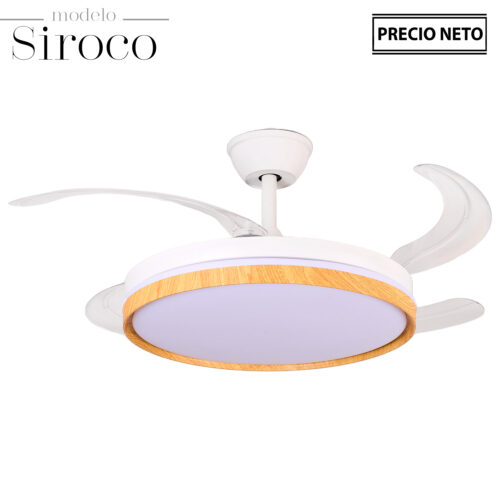 VENTILADOR TECHO C/LUZ SIROCONEGRO 4 ASPAS RETRÁCTILES