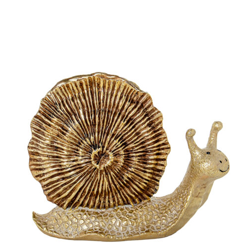 FIGURA RESINA CARACOL DORADADA