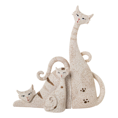 SET 3 FIGURAS RESINA GATOS BEIO/BLANCO