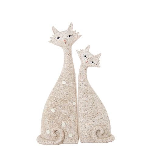 SET 2 FIGURAS RESINA GATOS BEIGE ARENA