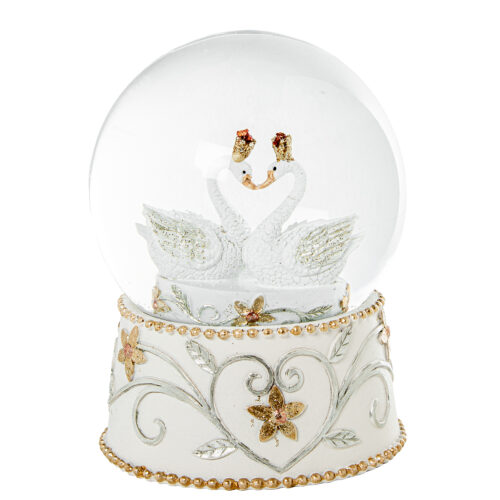 FIGURA RESINA BOLA NIEVE CISNEO MADERA