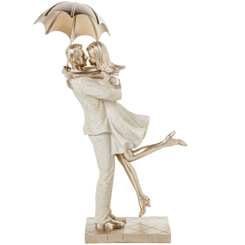 FIGURA RESINA PAREJA C/PARAGUA BLANCA/BEIGE