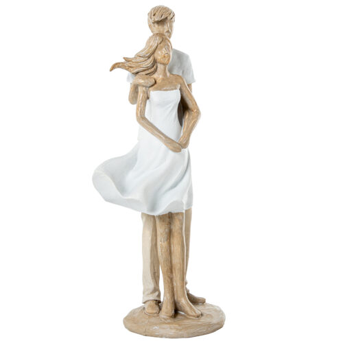 FIGURA RESINA PAREJA BLANCA/BENA/DORADO
