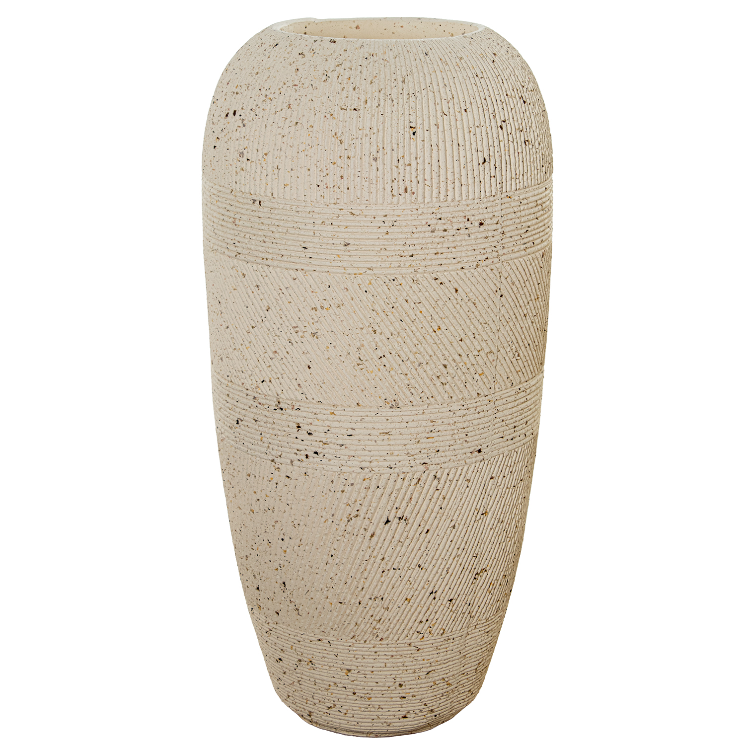 MACETERO 102CM FIBRA DE VIDRIOESTRIADO CREMA