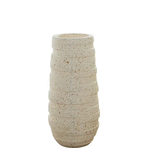 MACETERO 80CM FIBRA DE VIDRIO ESTRIADO CREMA