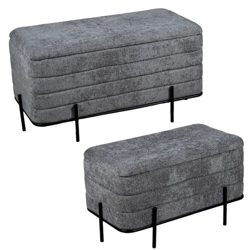 SET 2 PUF POLIESTER GRIS MADERRA