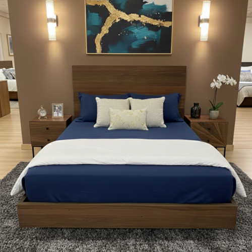 Dormitorio moderno con cabecero tecnológico