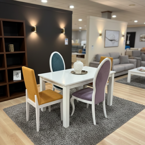 Mesa de comedor rectangular blanca
