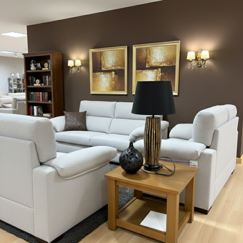 Mesa de rincón auxiliar madera natural