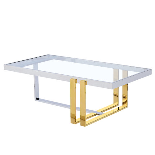 MESA ACERO INOX/DORADA VIDRIOO