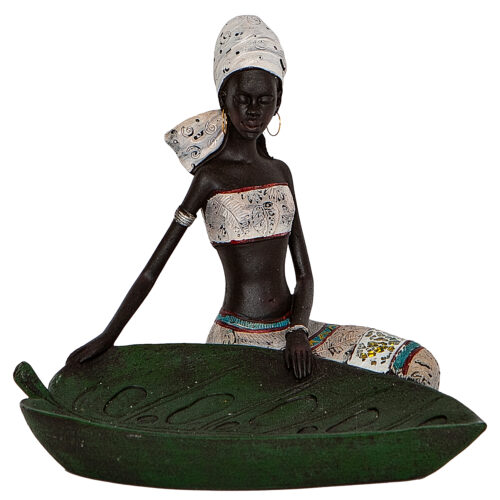 FIGURA RESINA AFRICANA C/HOJA