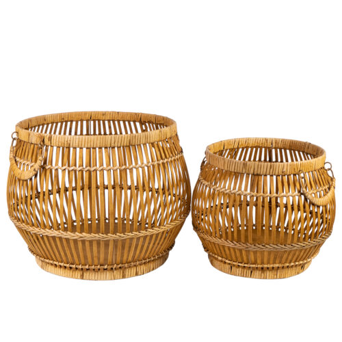 SET 2 CESTOS RATTAN/MADERAMADERA