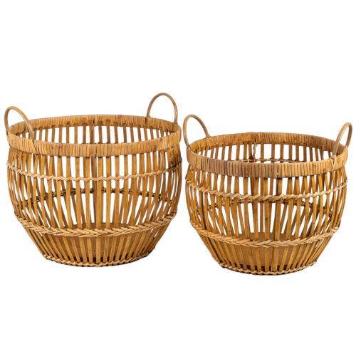 SET 2 CESTOS RATTAN/MADERA