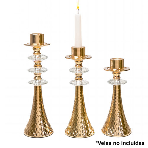 SET 3 PORTAVELAS METAL/ACRILIC
