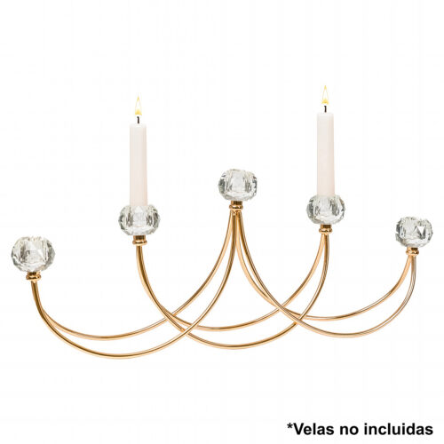 CANDELABRO 5 VELAS METAL DORAD