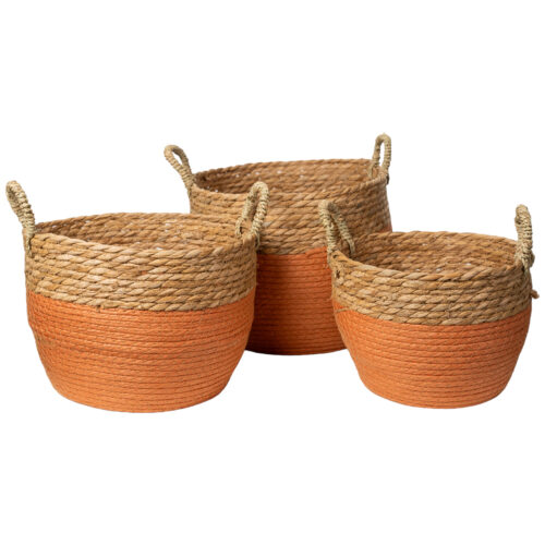 SET 3 CESTOS NARANJA FIBRASO/VIDRIO