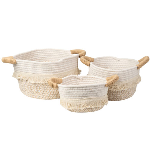 SET 3 CESTOS C/ASAS BLANCO FIB