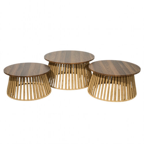 SET 3 MESAS FIBRAS/MADERA