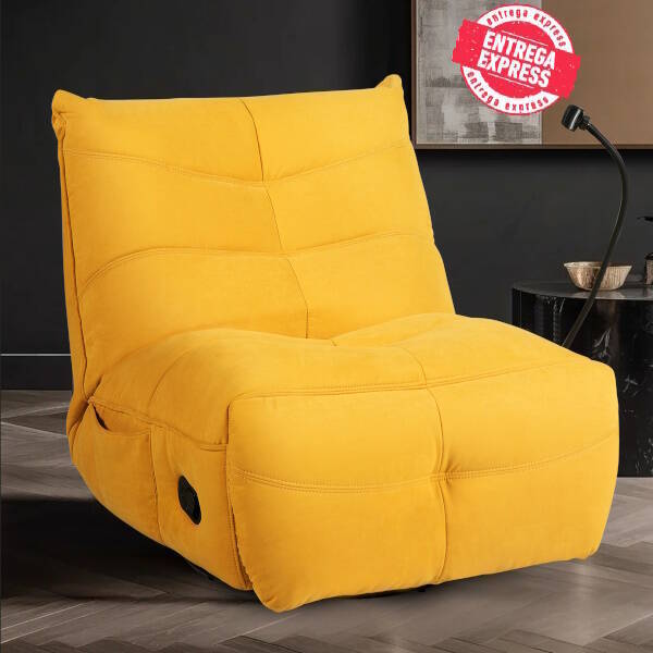 SILLON MOD. DIMIAN TELA C/ AMARILLO (MANUAL) RELAX MANUAL - GIRATORIO - BALANCIN