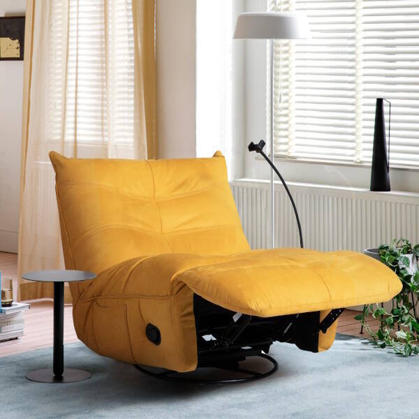 SILLON MOD. DIMIAN TELA C/ AMARILLO (MANUAL) RELAX MANUAL - GIRATORIO - BALANCIN - Imagen 2
