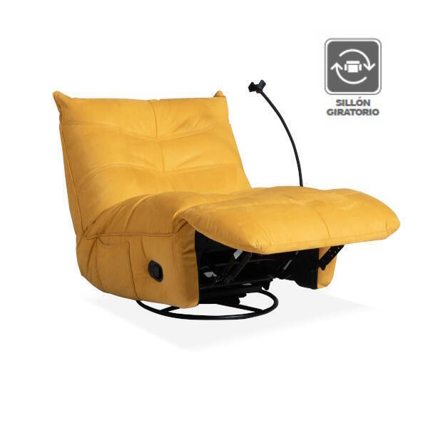 SILLON MOD. DIMIAN TELA C/ AMARILLO (MANUAL) RELAX MANUAL - GIRATORIO - BALANCIN - Imagen 4