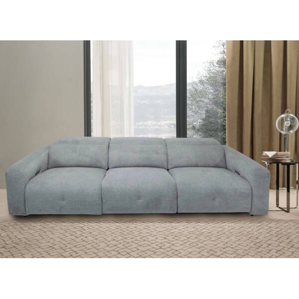 SOFA 3 PL. MAXI MOD. CALDER TELA C/ GRIS CLARO RELAX ELECTR - 6 MOTORES