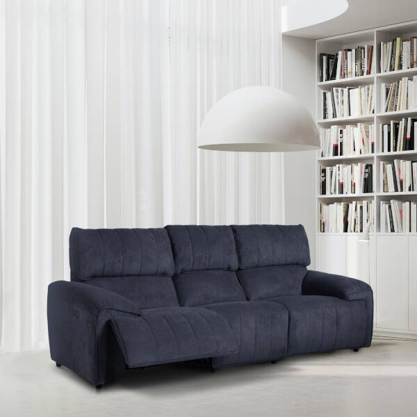 SOFA 3 PL. MOD. CATRA TELA C/ GRIS OSCURO RELAX ELECTR