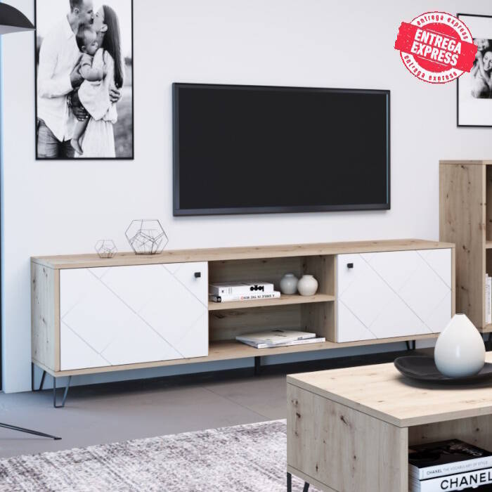 MODULO TV 184 CM MOD. BILBAO ROBLE ARTISAN / BLANCO MATE