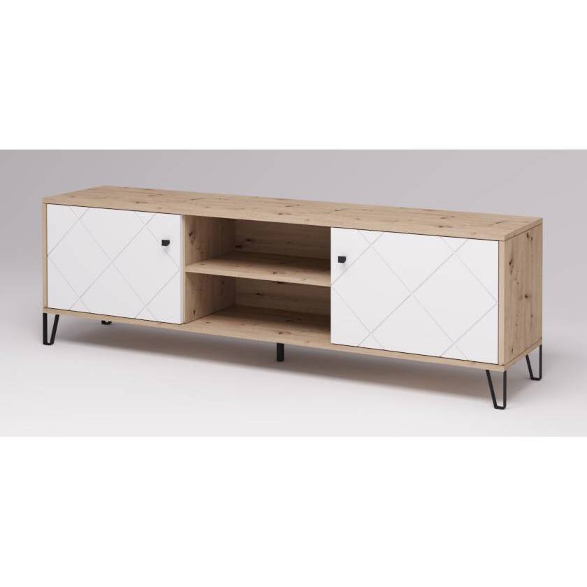 MODULO TV 184 CM MOD. BILBAO ROBLE ARTISAN / BLANCO MATE - Imagen 2