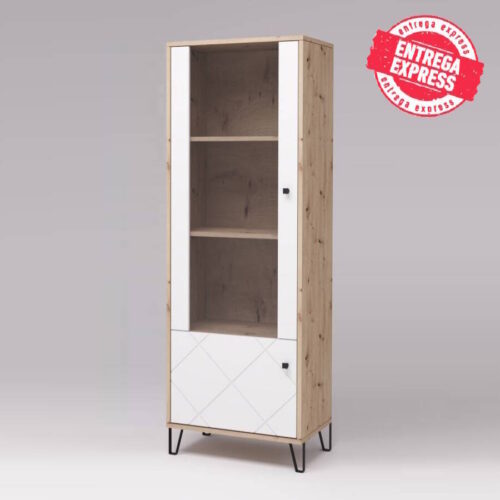 VITRINA 2 PTAS MOD. BILBAO ROBLE ARTISAN / BLANCO MATE
