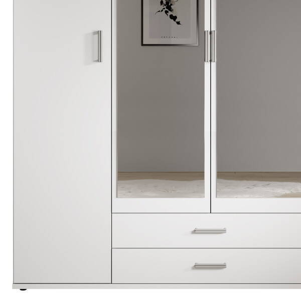 ARMARIO 4 PTAS MOD. CARLA C/ BLANCO+ESPEJO (159 CM) 4 PUERTAS ABATIBLES + 2 CAJONES - Imagen 3