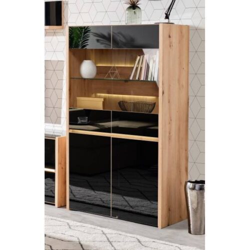 VITRINA 2P. MOD. MOLISE NEGRO/ROBLE ARTISAN