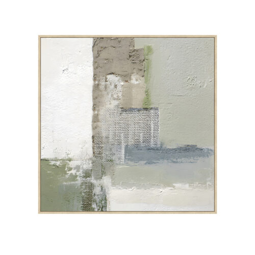 CUADRO LIENZO MARCO MADERA NATURAL 80X120 CM. ABSTRACTO