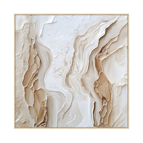 CUADRO LIENZO MARCO MADERA NATURAL 100X100 CM. ABSTRACTO