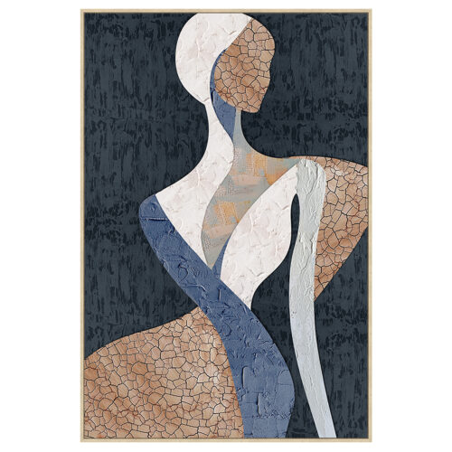 CUADRO LIENZO MARCO MADERA NATURAL 100X100 CM. ABSTRACTO