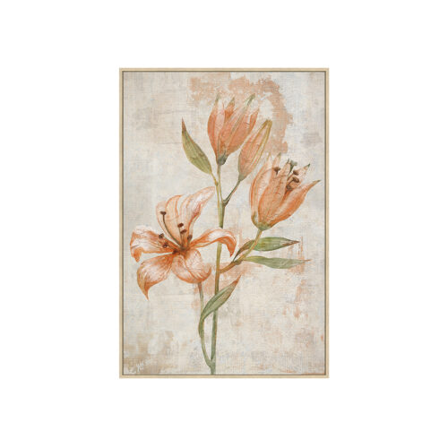 CUADRO LIENZO MARCO MADERA NATURAL 60X90 CM. FLORES