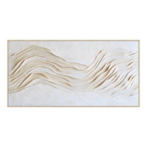 CUADRO LIENZO MARCO MADERA NATURAL 140X70 CM. FLORES