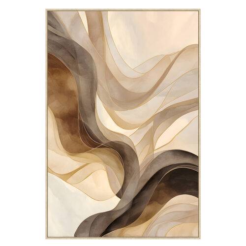 CUADRO LIENZO MARCO MADERA NATURAL 150X50 CM. ABSTRACTO