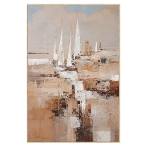 CUADRO LIENZO MARCO MADERA NATURAL 80X120 CM. ABSTRACTO