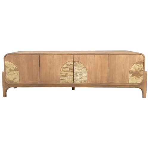 MUEBLE TV MADERA MANGO C/PIEDRRA 3 ESTANTES 2 PUERTAS